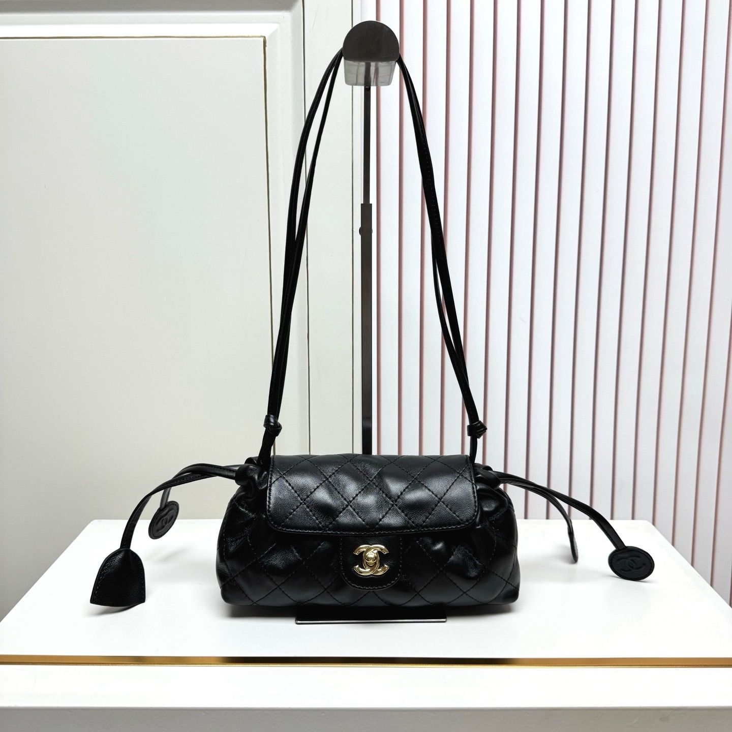 CN Quilted Drawstring Flap Shoulder Bag KK02250 CN Quilted Drawstring Flap Shoulder Bag KK02250