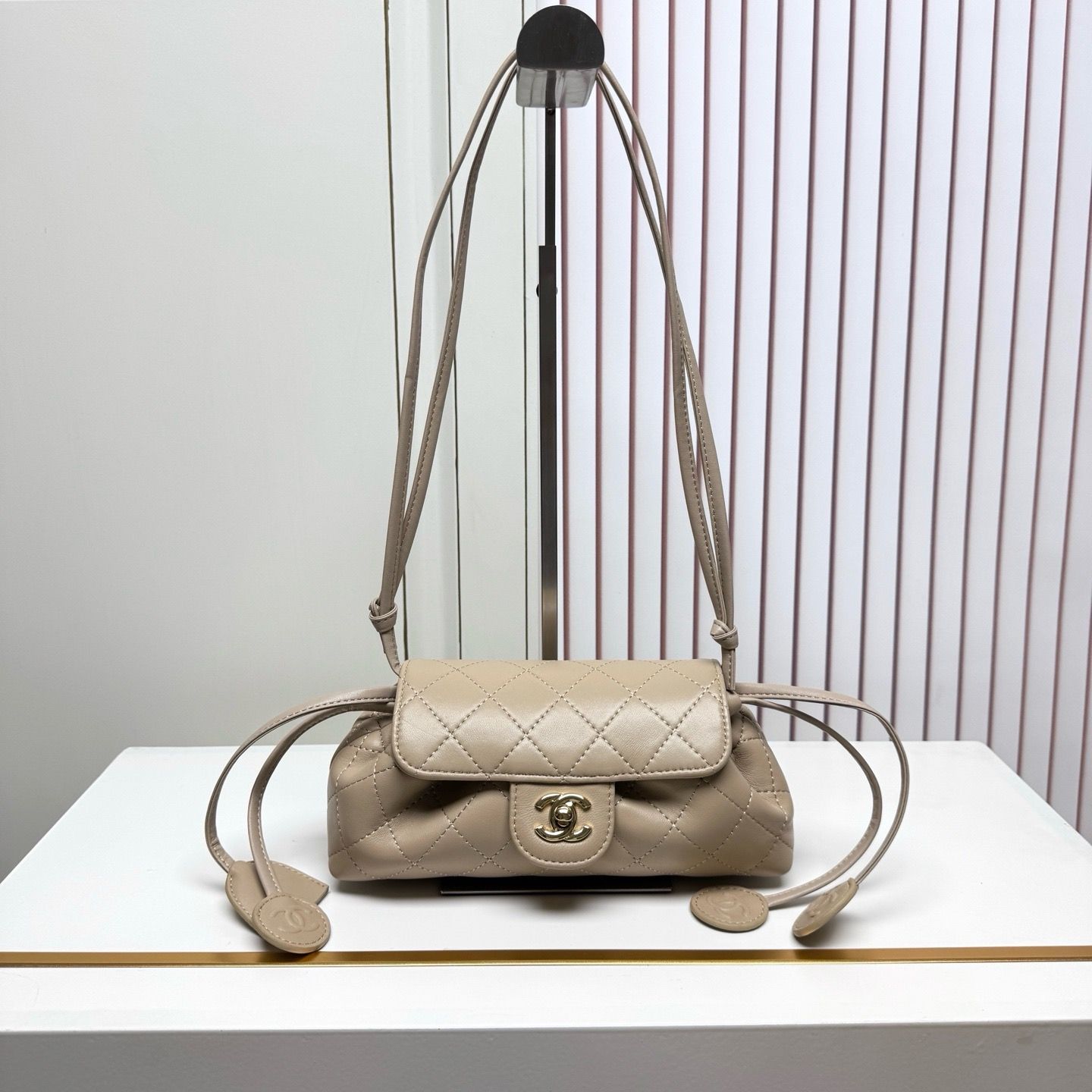 CN Quilted Drawstring Flap Shoulder Bag KK02250 CN Quilted Drawstring Flap Shoulder Bag KK02250