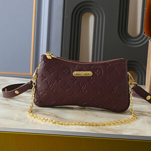 LV Pochette Liv Monogram Empreinte Burgundy Leather M27719 – M83008 BC