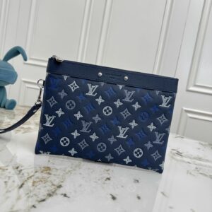 LV Pochette To-Go Bag in Ink Blue and White Monogram Shadow Leather DMB3202950