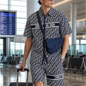 DR Oblique Blue Short-Sleeve Shirt & Shorts Set
