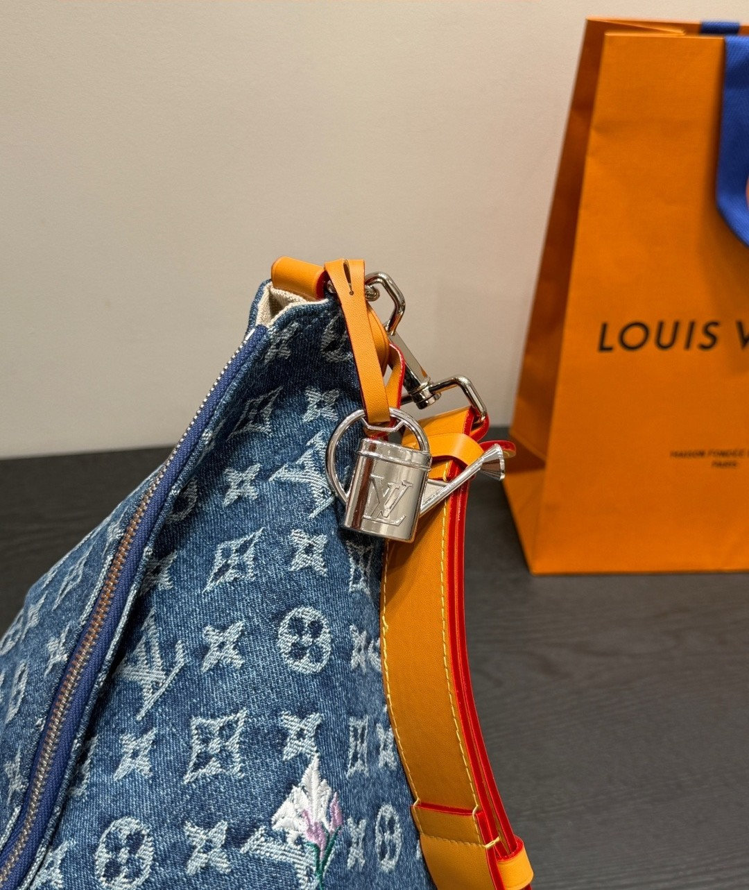 LV Vagabond Hobo Monogram Flowers Denim Bag LV26921 QA LV Vagabond Hobo Monogram Flowers Denim Bag LV26921 QA