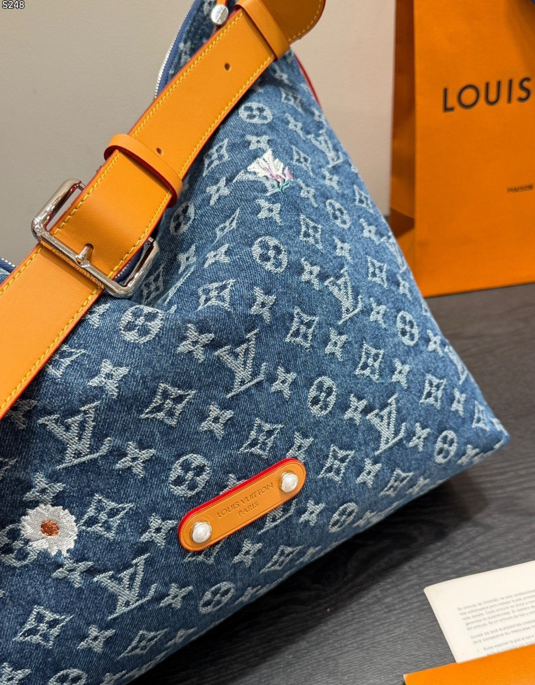 LV Vagabond Hobo Monogram Flowers Denim Bag LV26921 QA LV Vagabond Hobo Monogram Flowers Denim Bag LV26921 QA