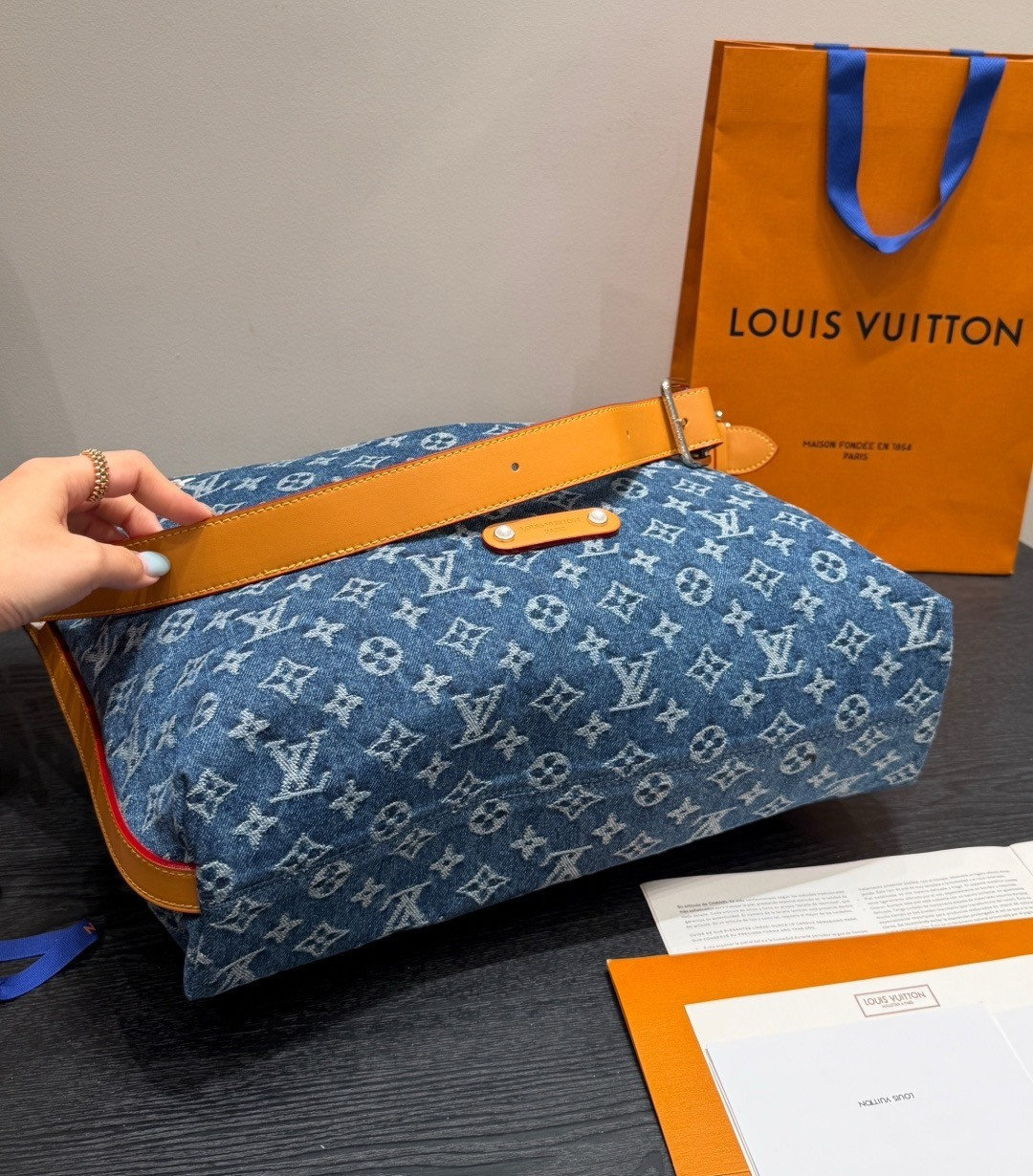 LV Vagabond Hobo Monogram Flowers Denim Bag LV26921 QA LV Vagabond Hobo Monogram Flowers Denim Bag LV26921 QA