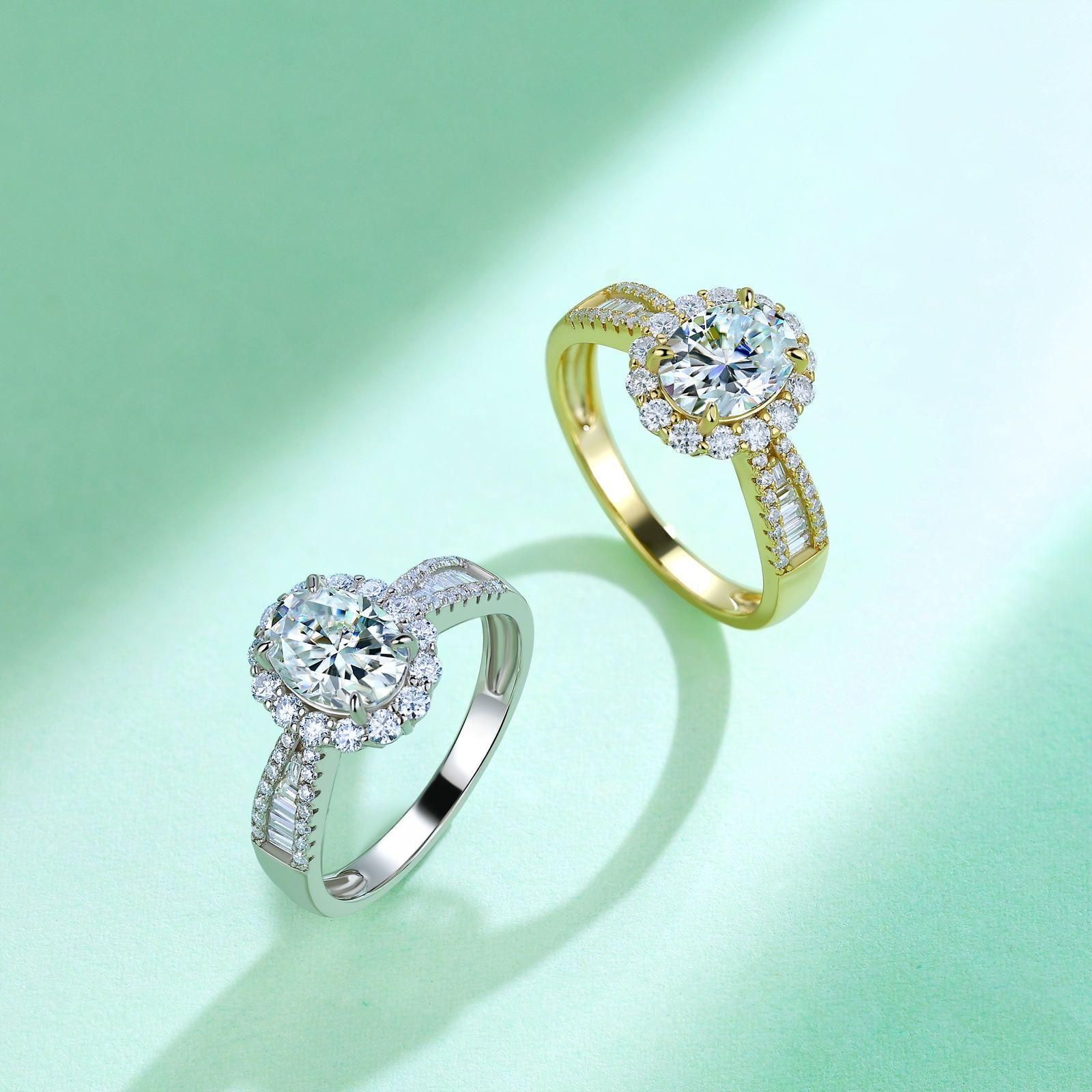 Oval-Cut Halo Baguette Accent Ring Oval-Cut Halo Baguette Accent Ring